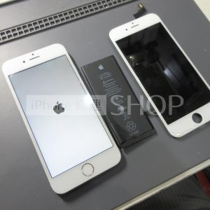 iPhone 6S　フロントパネル＆バッテリー交換＋強化ガラス貼付