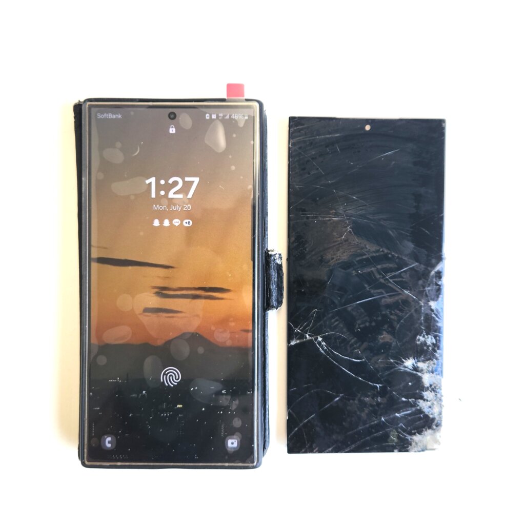【Galaxy S24 Ultra 液晶交換】大きく破損した画面を交換して操作できる状態へ！｜太田市飯田町