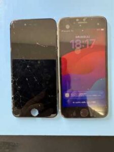 【iPhoneSE2 フロントパネル交換】落下でひび割れた画面を改善！｜伊勢崎市豊城町